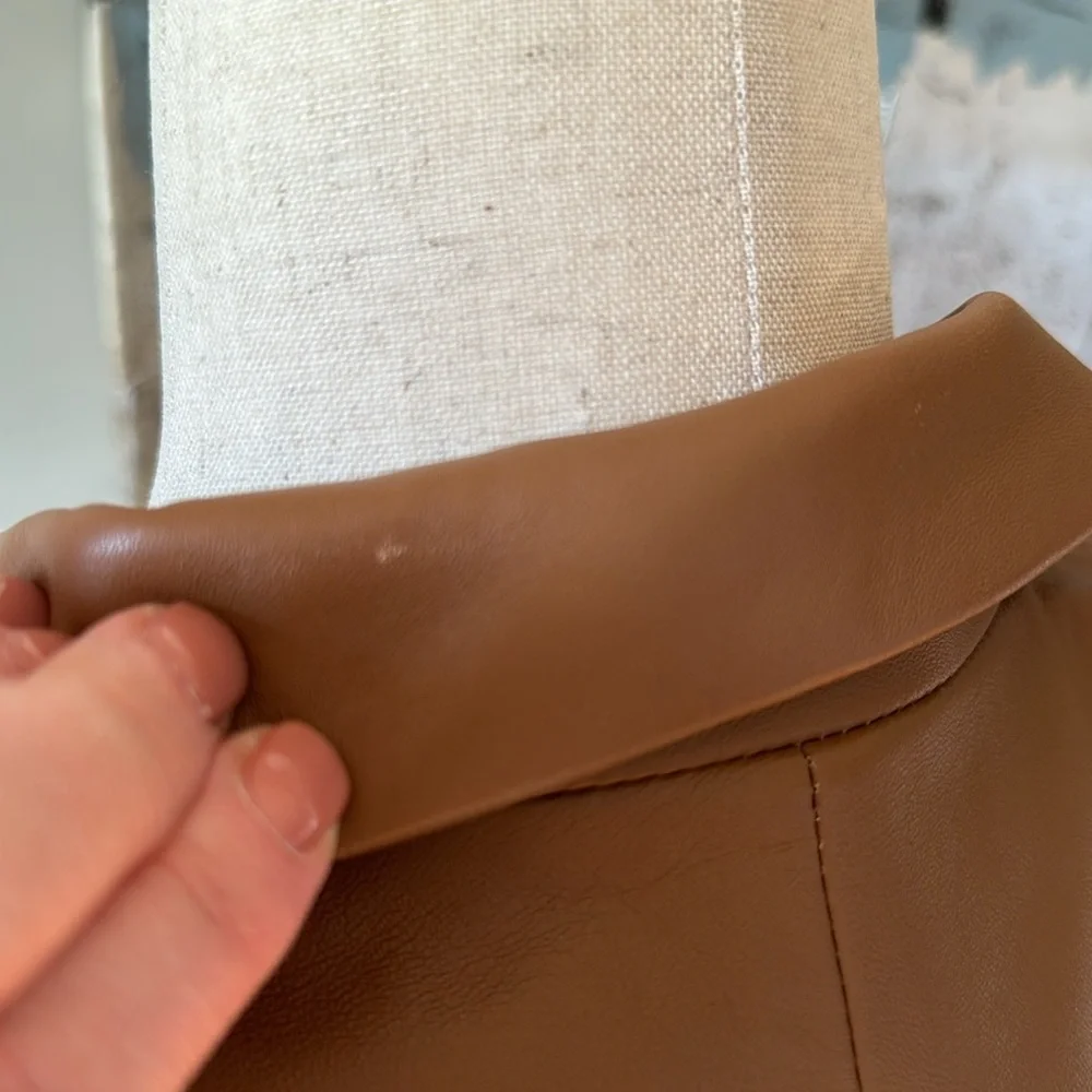 FRAME 70s Blazer - Leather Jacket size 6 Latte - Picture 13 of 16